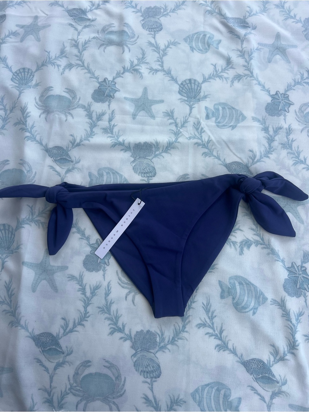 Susana Monaco Swim Adjustable Tie Bottom in Night Life Dark Blue Small $88